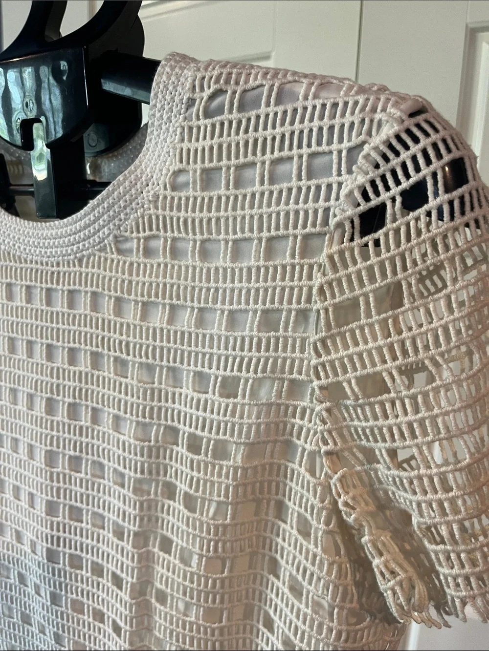 Tory Burch Cream Openwork Crochet Mini Dress